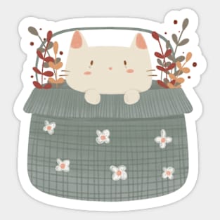 Cat in a basket Sticker